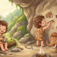 先史時代の子どものイラスト