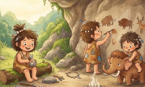 先史時代の子どものイラスト