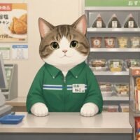 店番をする猫