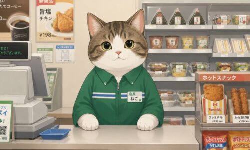 店番をする猫